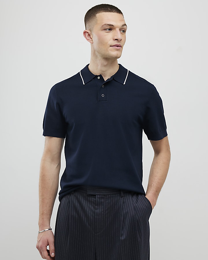 navy slim fit polo shirt