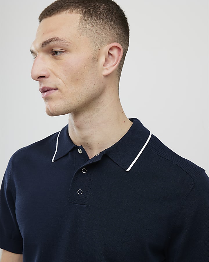 navy slim fit polo shirt