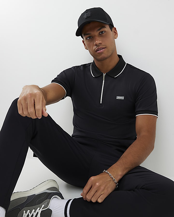 nero muscle fit les amis stripe polo shirt