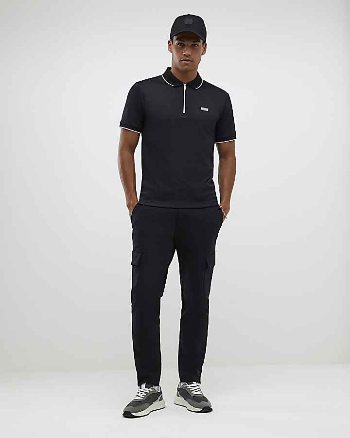 nero muscle fit les amis stripe polo shirt