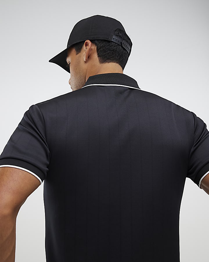 nero muscle fit les amis stripe polo shirt