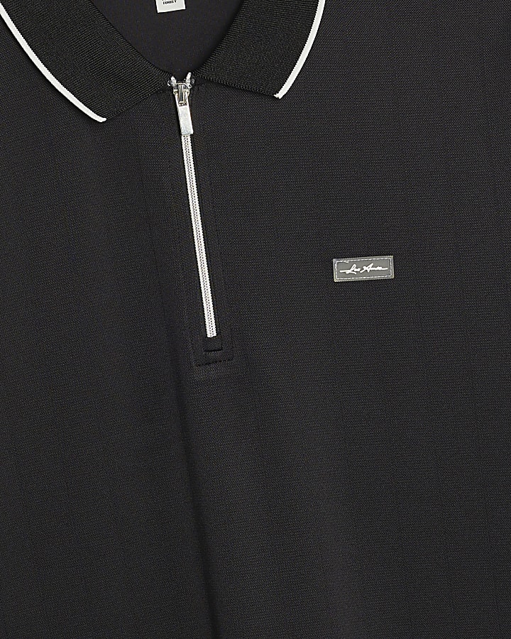 nero muscle fit les amis stripe polo shirt