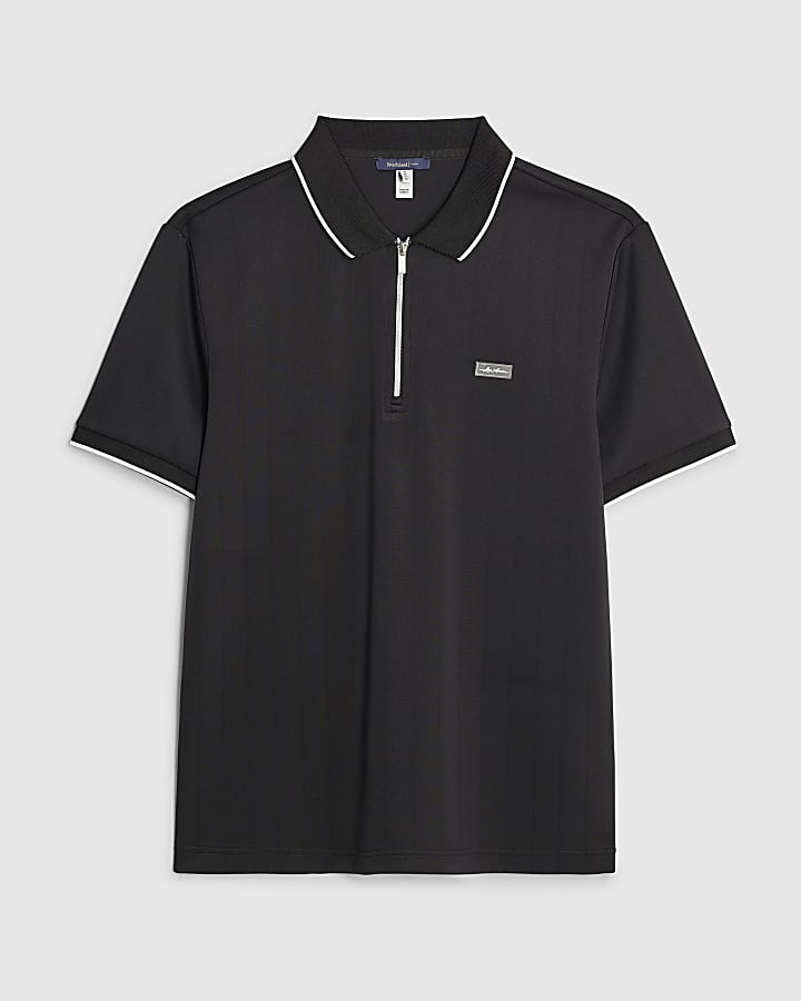 nero muscle fit les amis stripe polo shirt