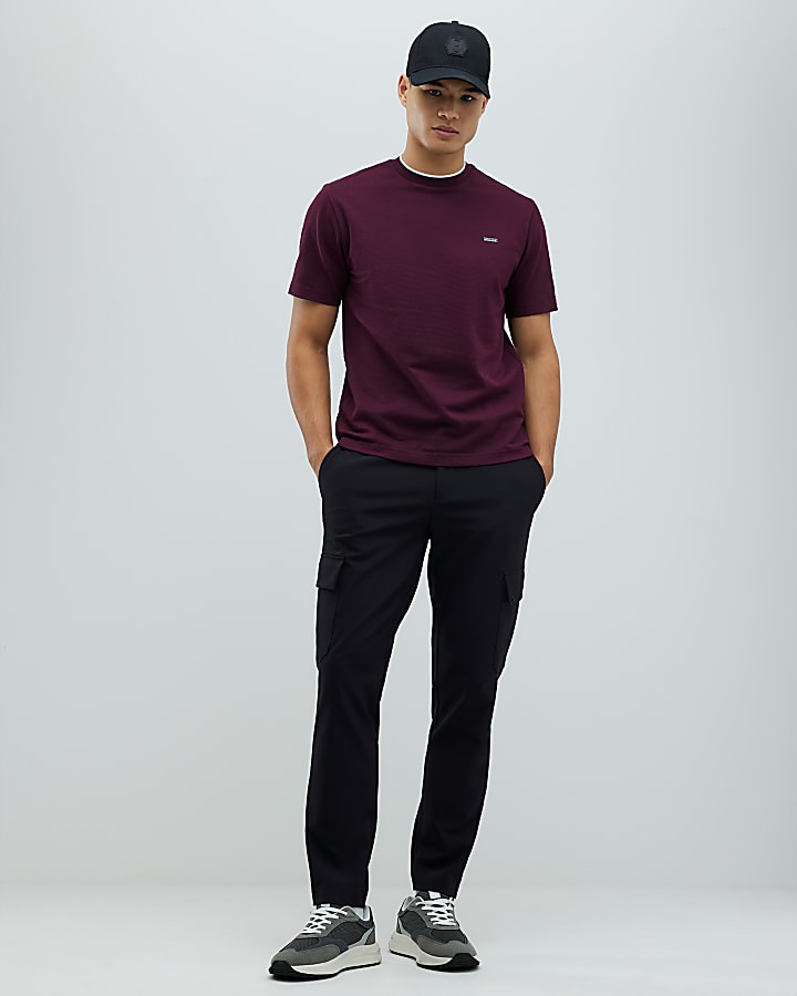 rosso slim fit con texture t-shirt