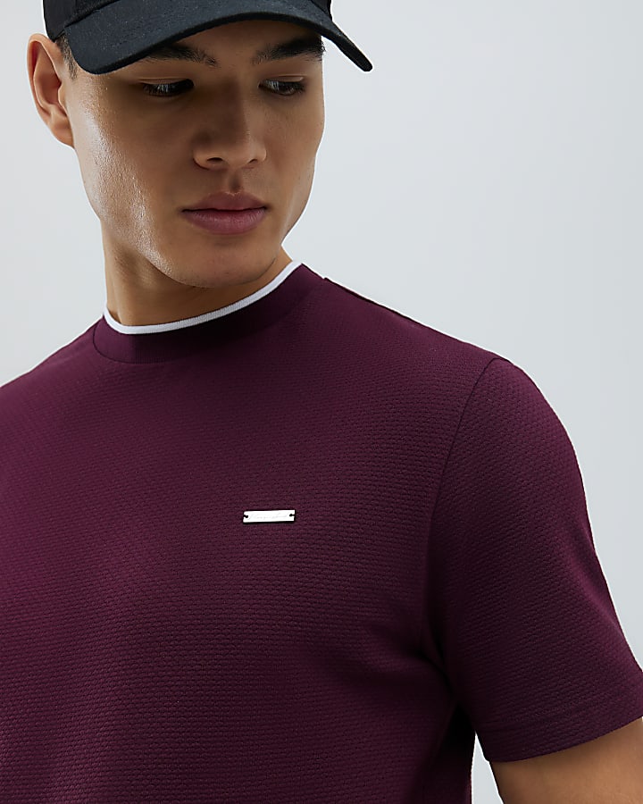 rosso slim fit con texture t-shirt