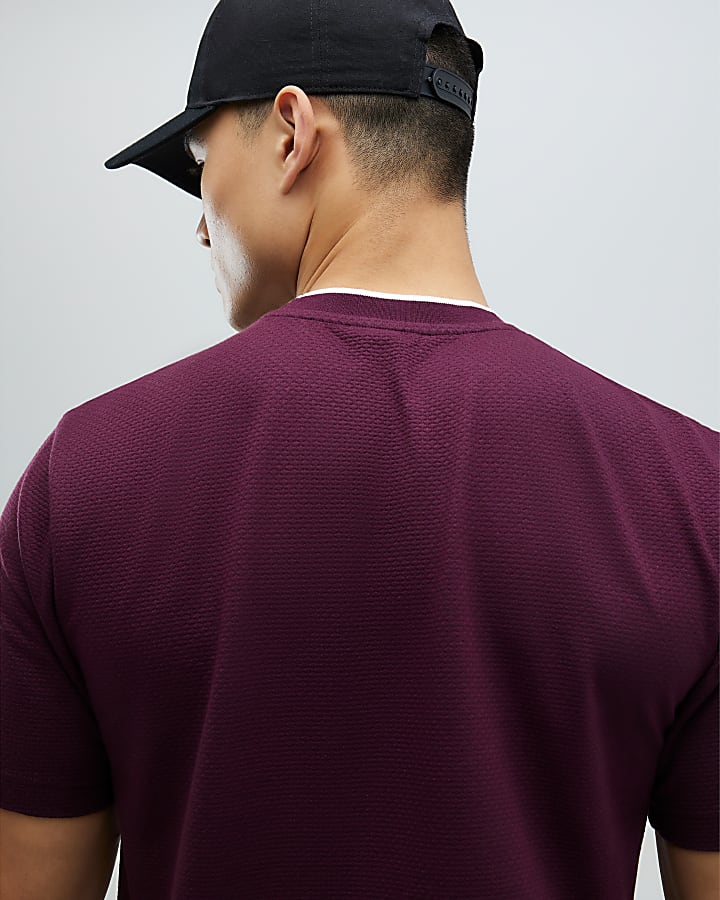 rosso slim fit con texture t-shirt