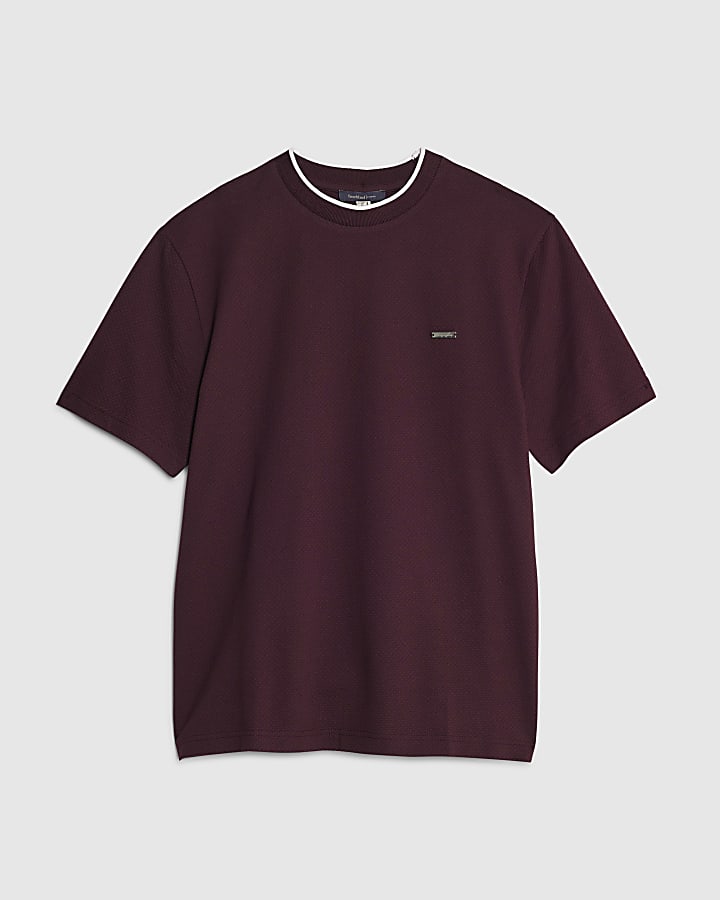 rosso slim fit con texture t-shirt