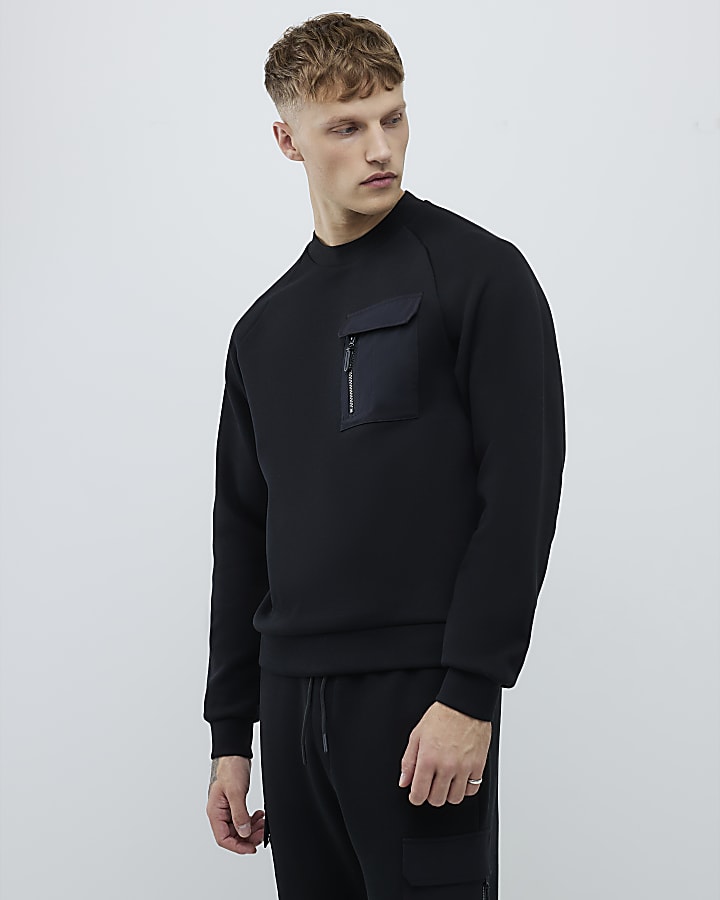 nero vestibilità slim in nylon ibrido felpa