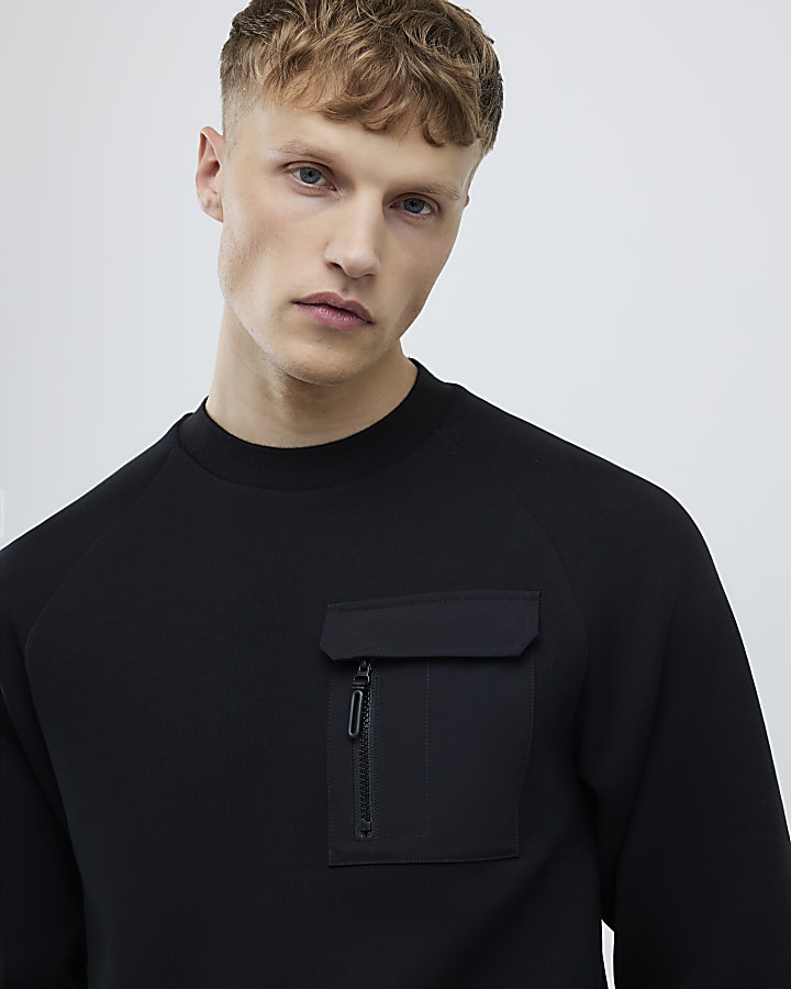 nero vestibilità slim in nylon ibrido felpa