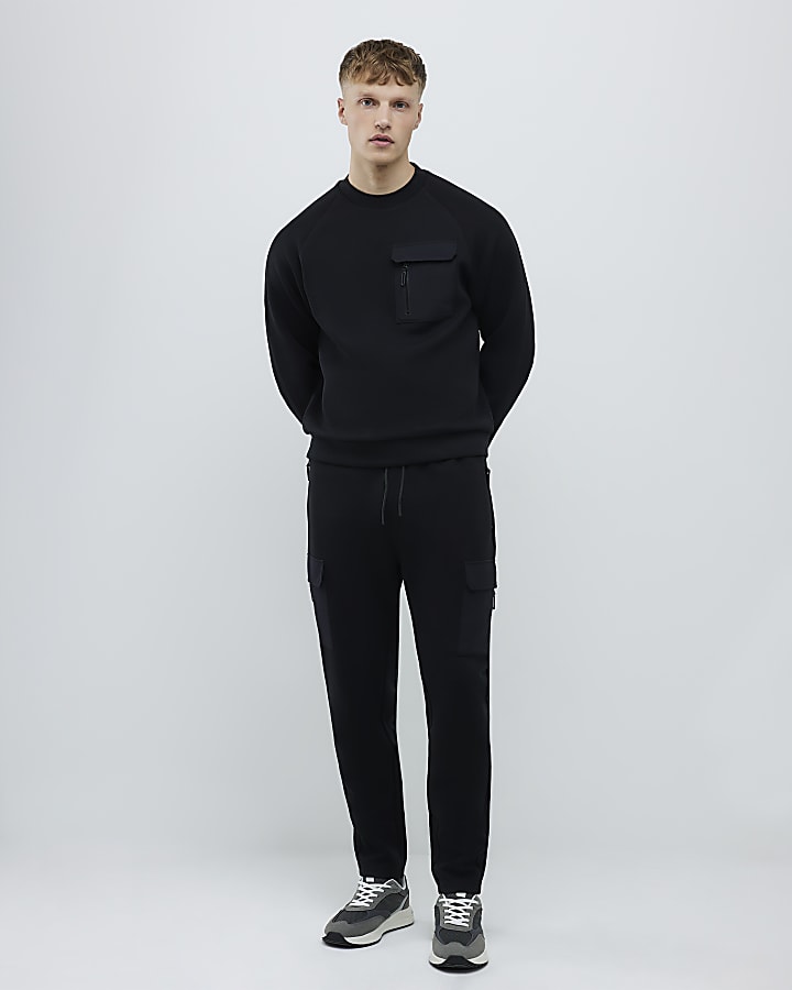 nero vestibilità slim in nylon ibrido felpa