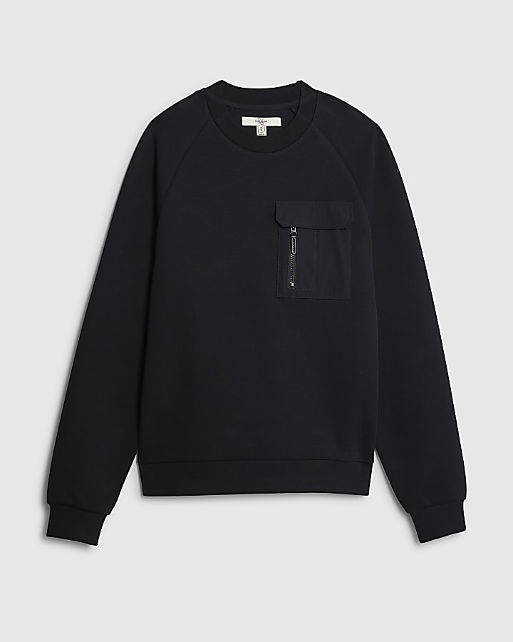 nero vestibilità slim in nylon ibrido felpa