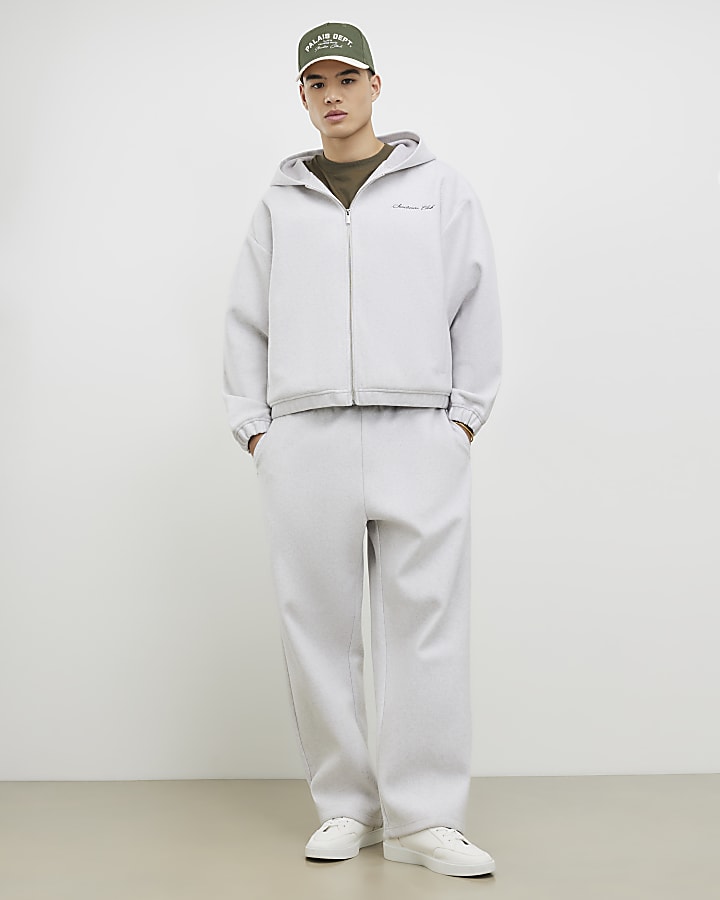 grigio oversize fit con zip hoodie