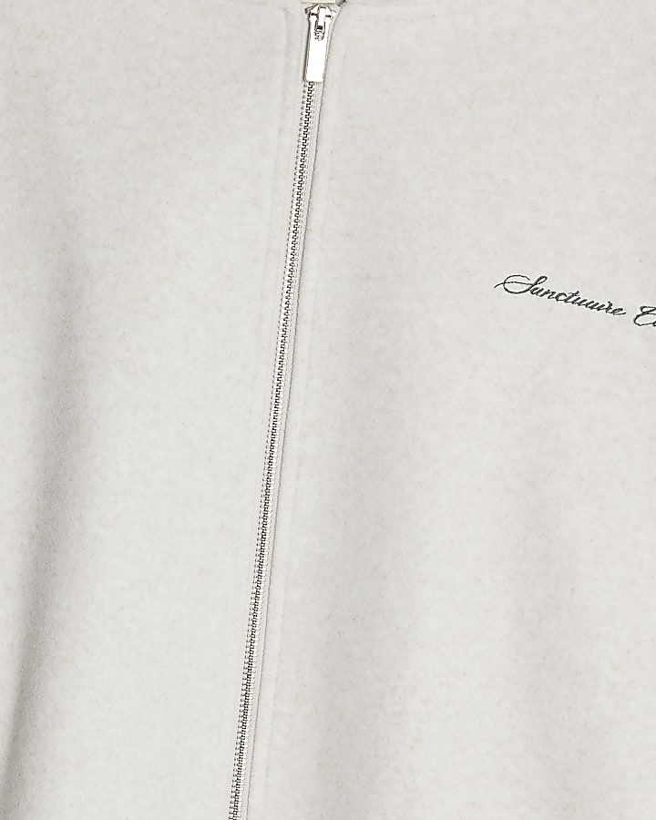 grigio oversize fit con zip hoodie