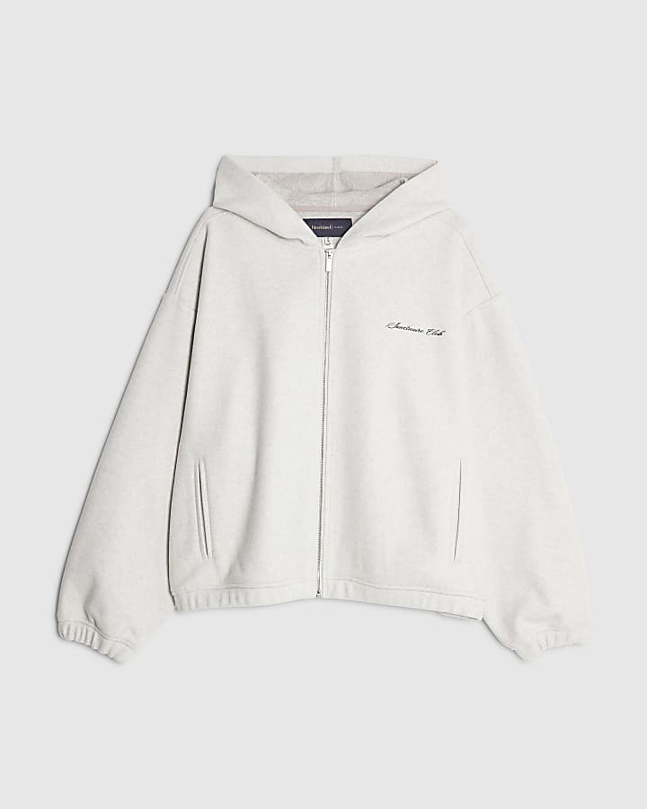 grigio oversize fit con zip hoodie