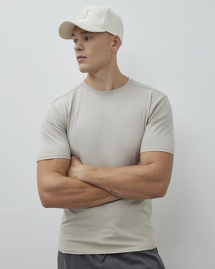 beige muscle fit t-shirt