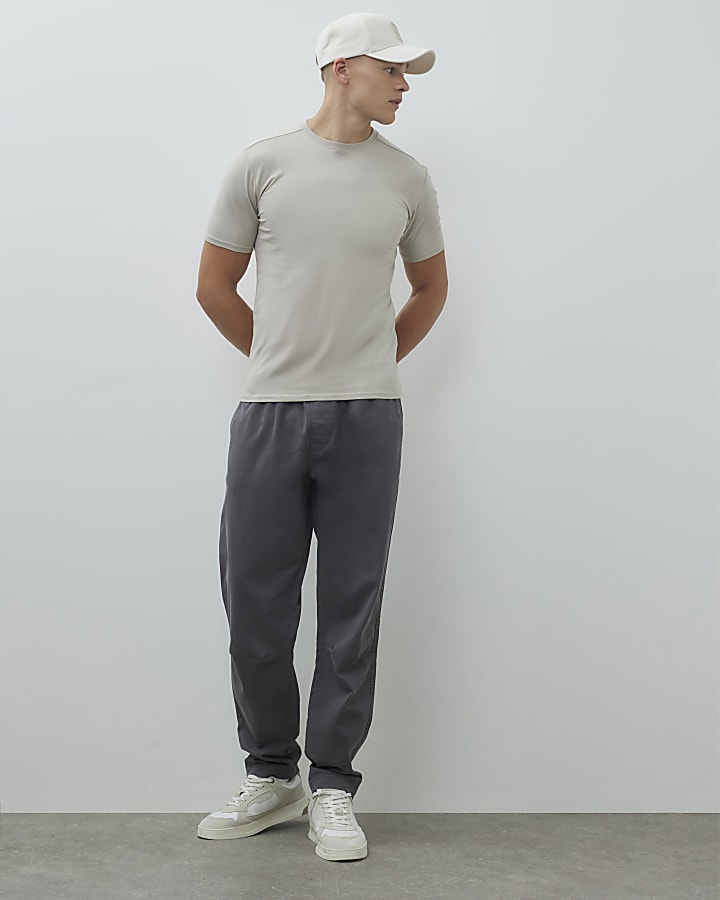 beige muscle fit t-shirt