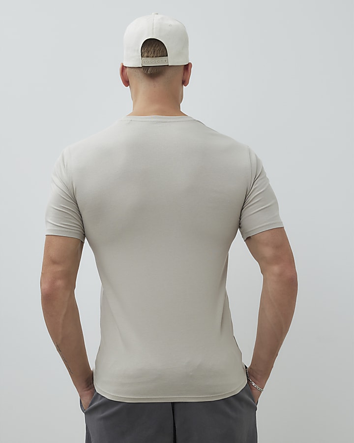 beige muscle fit t-shirt