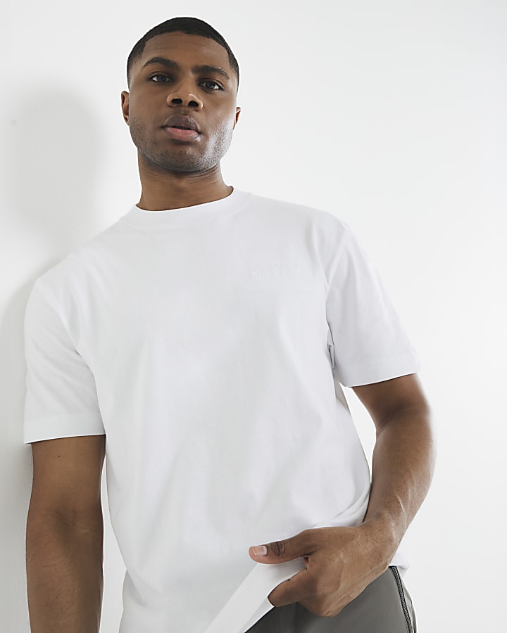 bianco regular fit t-shirt ricamata