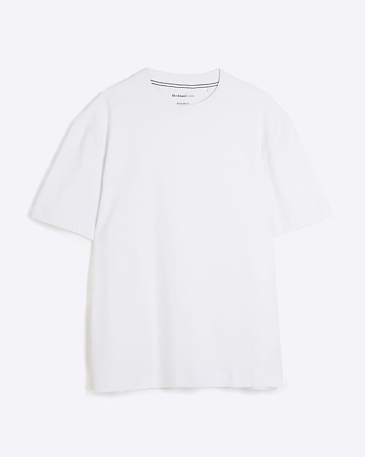 bianco regular fit t-shirt ricamata