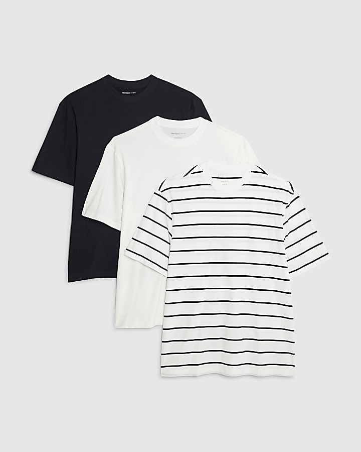 bianco 3 pack regular fit stripe t-shirt