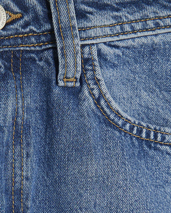 blu aggraffati barile jeans a gamba