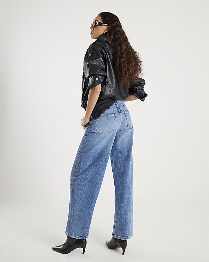 blu vita normale barile jeans a gamba