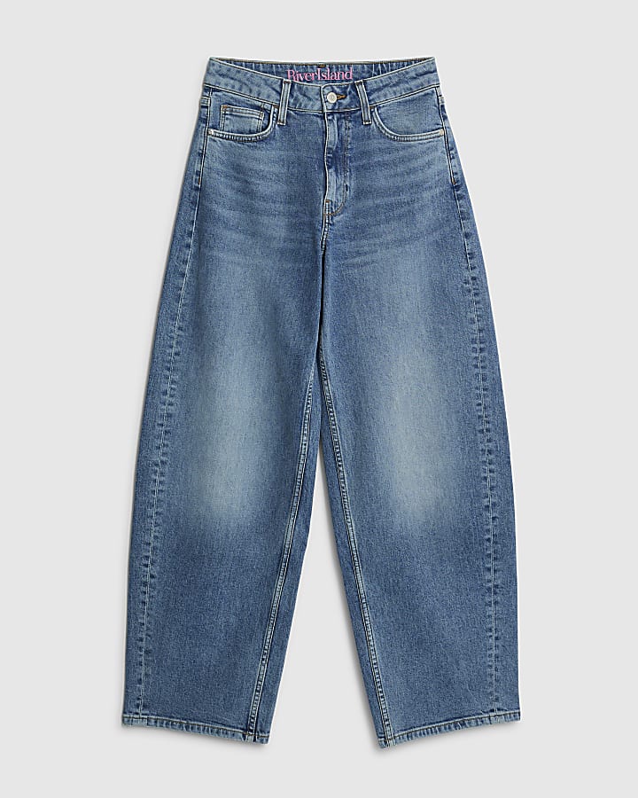 blu vita normale barile jeans a gamba