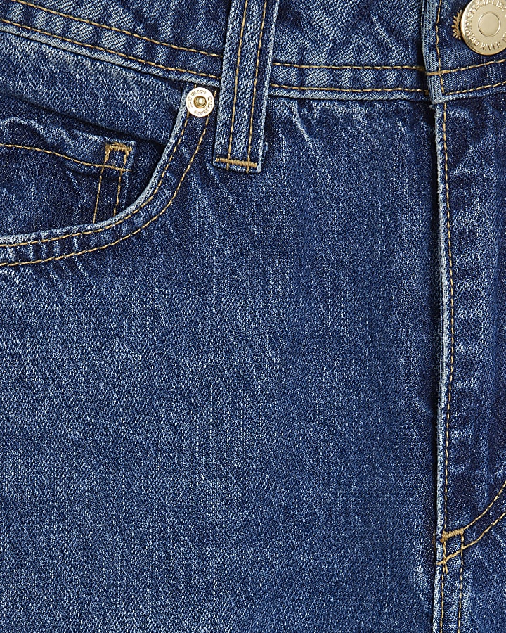 blu vita normale cucito barile jeans a gamba