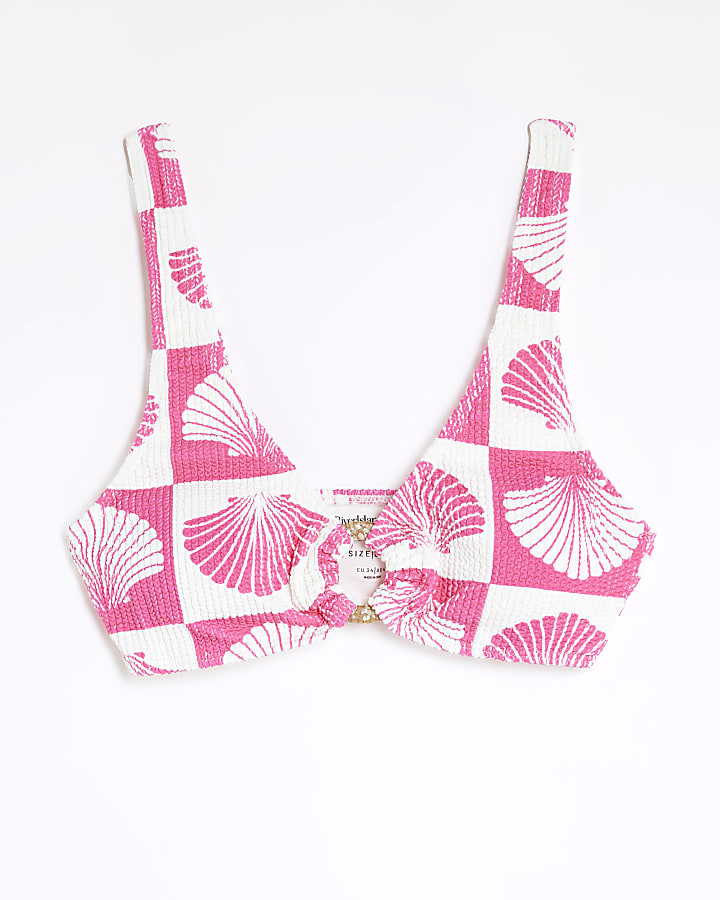 pink shell stampa texture cami top bikini