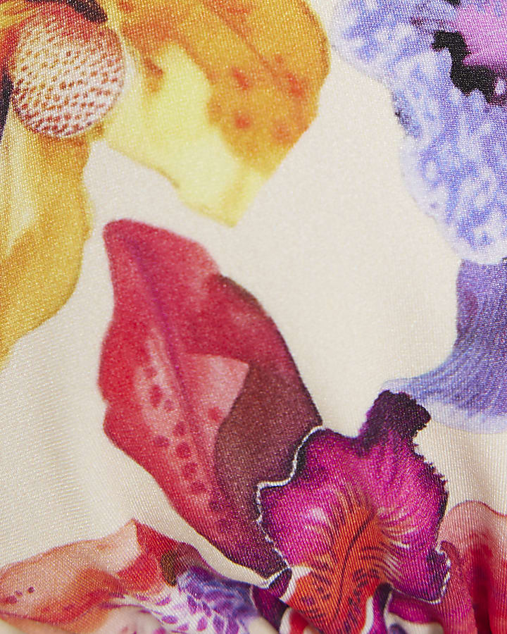 multi colore stampa tropicale bikini top
