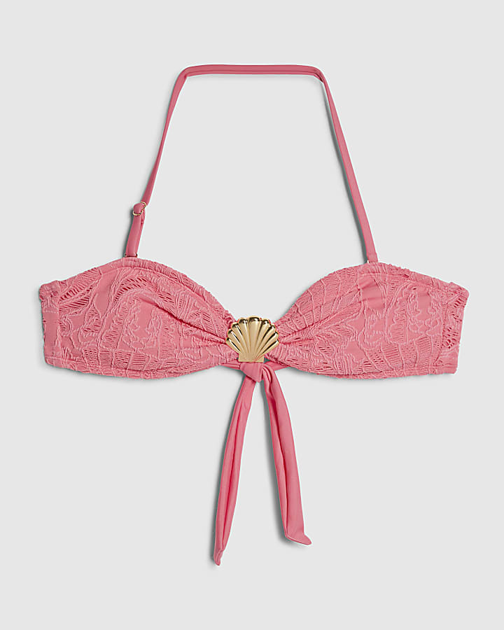 rosa texture shell bandeau bikini top
