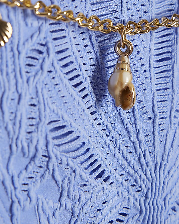 blu con texture shell slip bikini