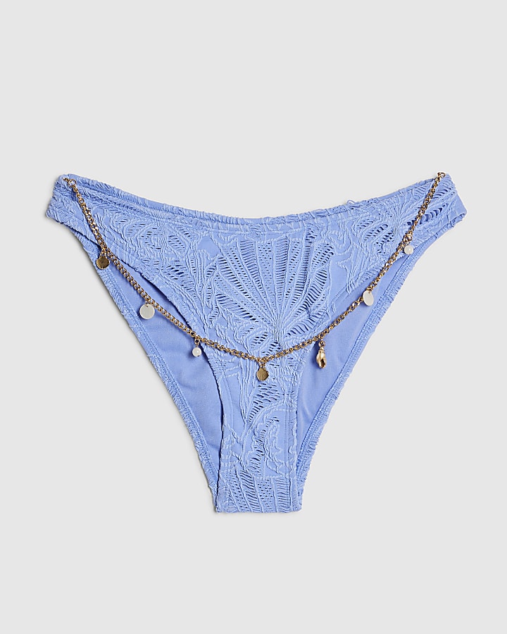 blu con texture shell slip bikini