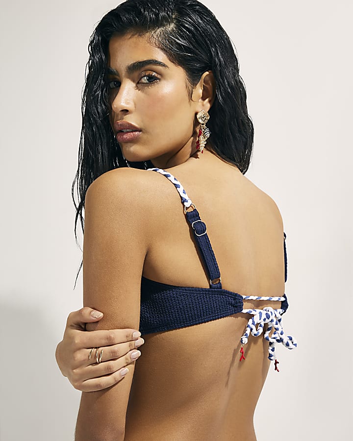 navy corda bikini top