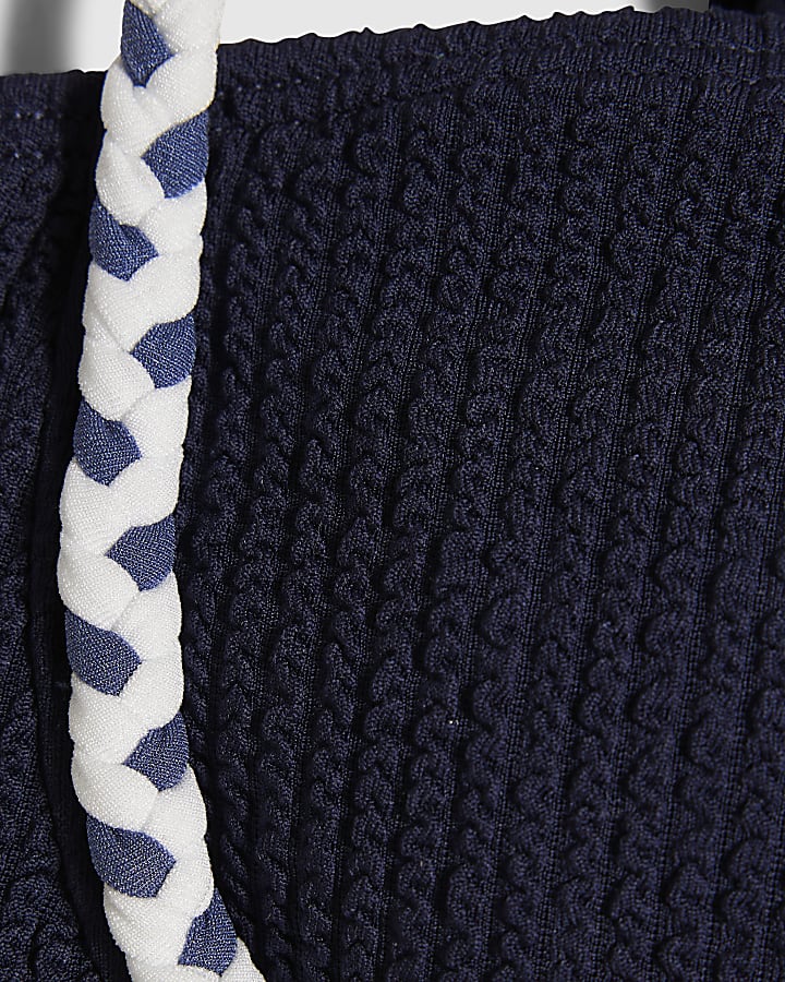 navy corda bikini top