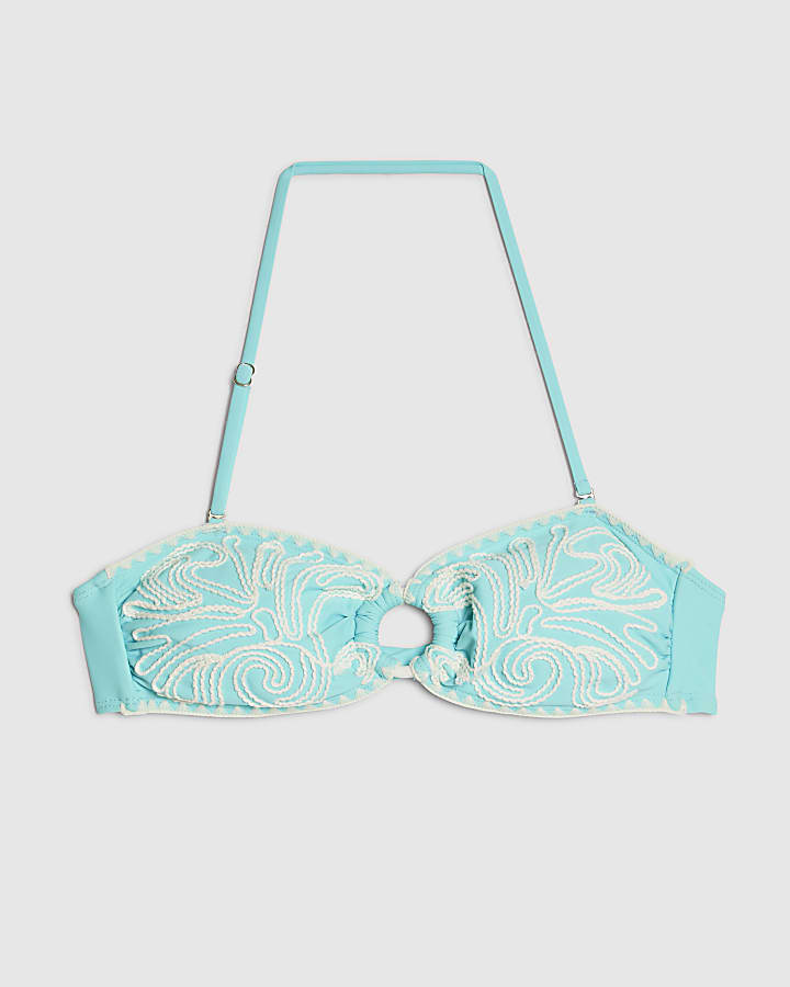 blu cornelli print bandeau bikini top