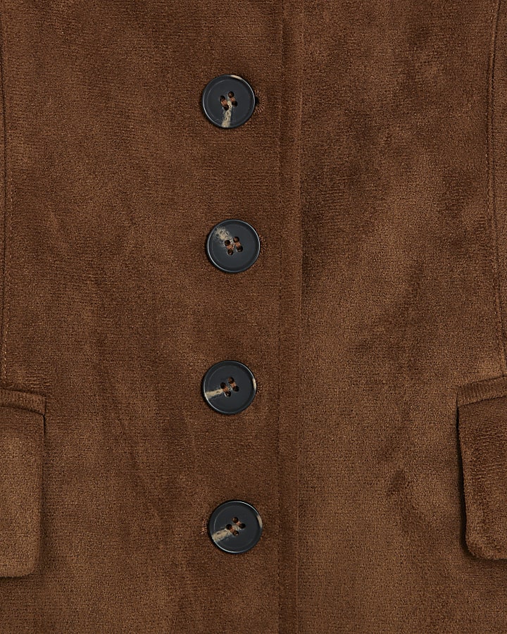 marrone finta pelle scamosciata blazer