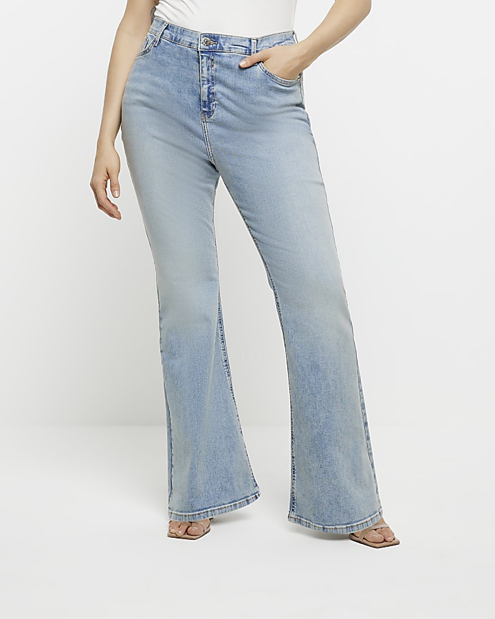 plus blu a vita alta jeans svasati