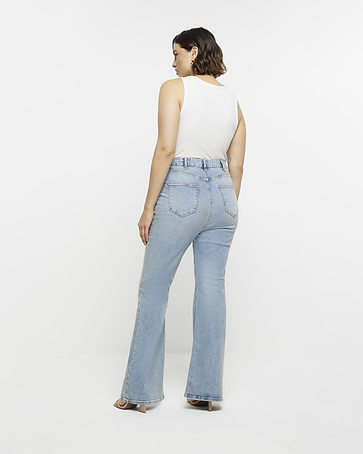 plus blu a vita alta jeans svasati