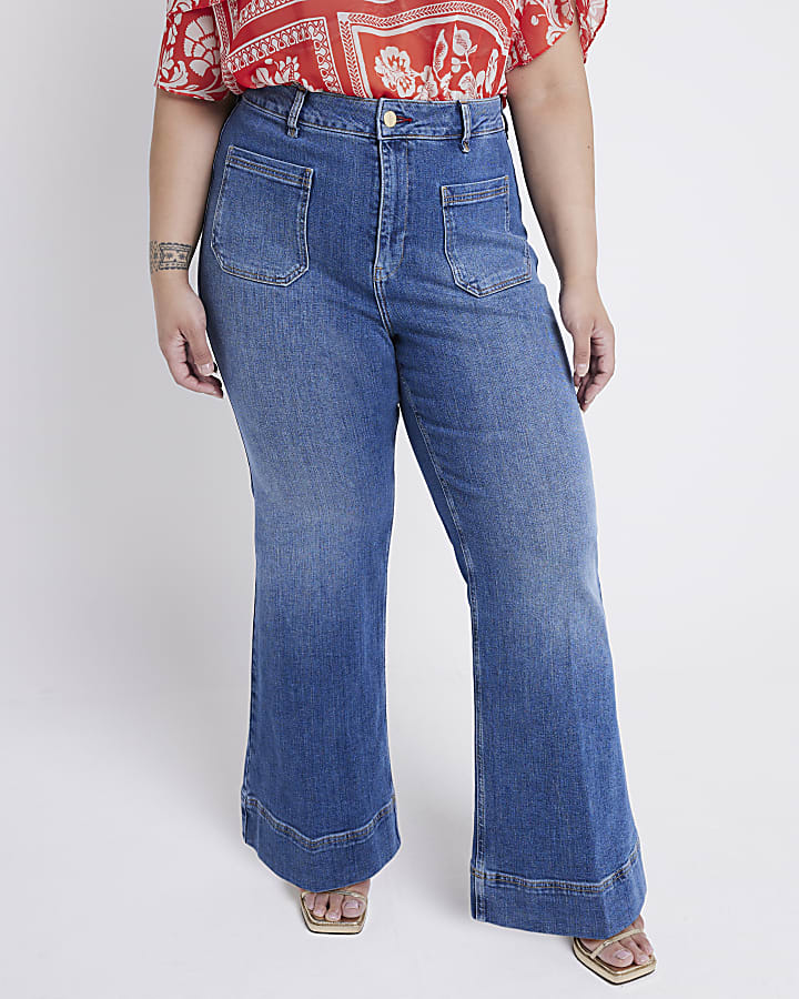 plus blu a vita alta jeans svasati