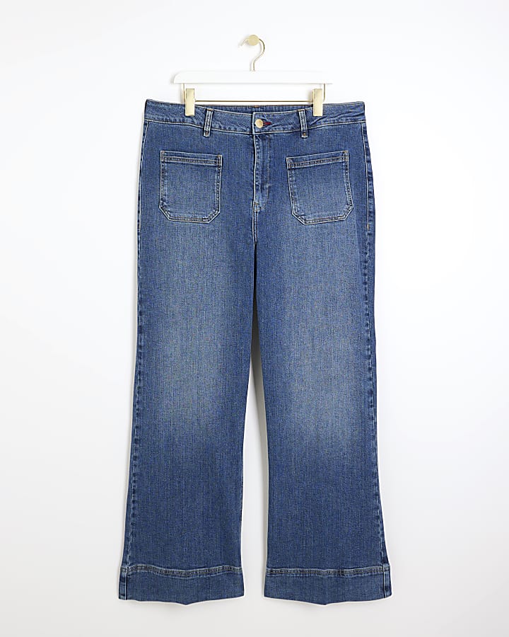 plus blu a vita alta jeans svasati