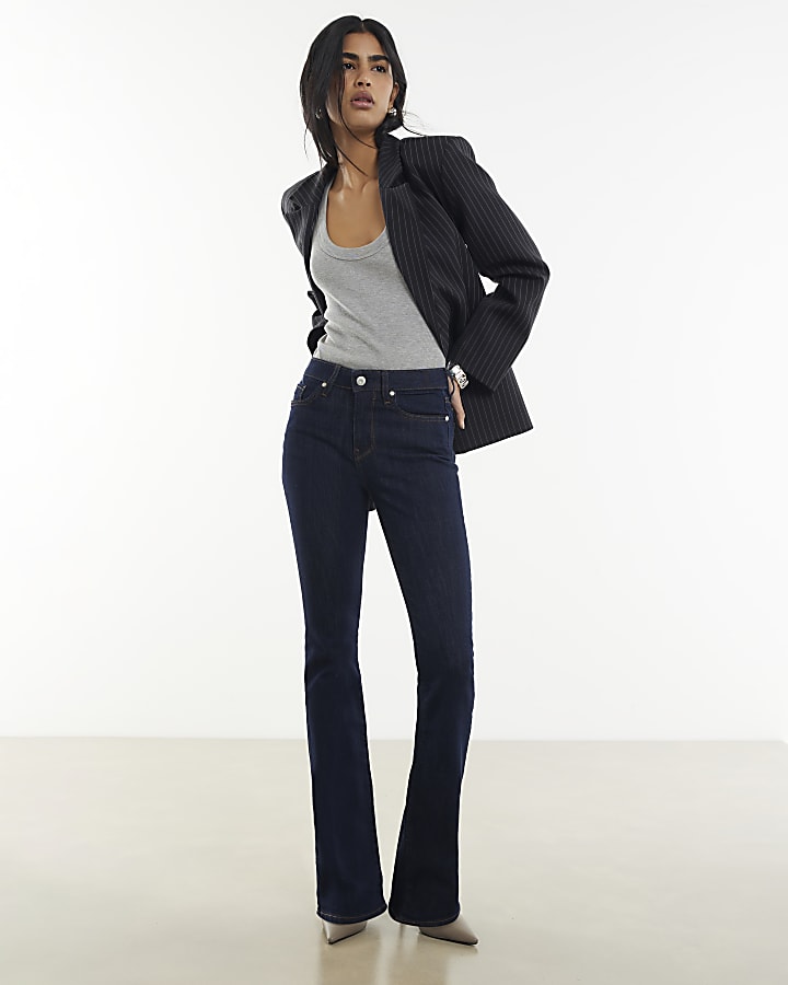indigo mid rise jeans bootcut
