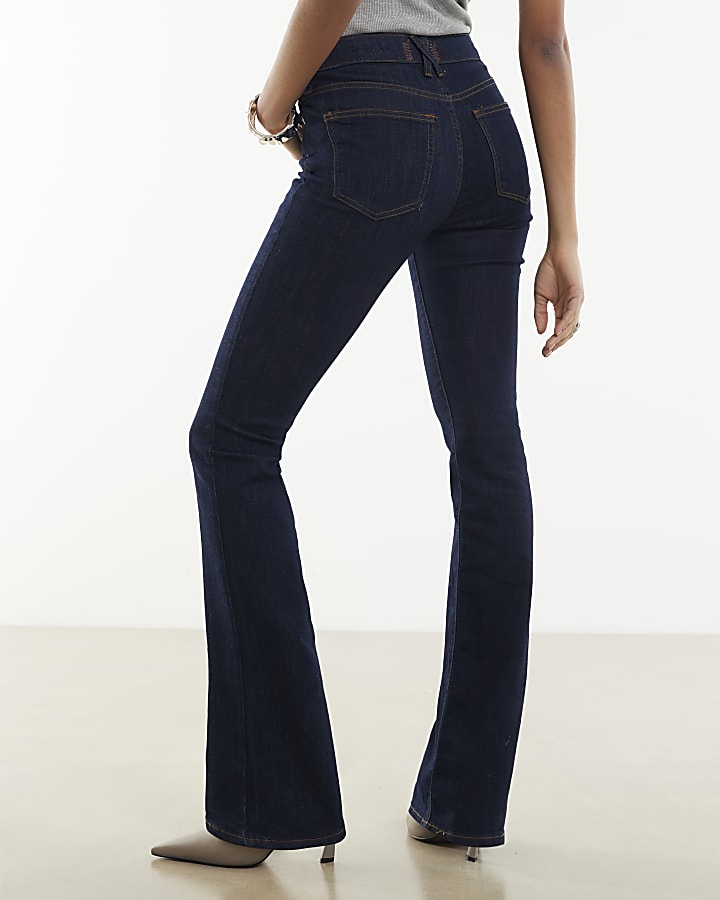 indigo mid rise jeans bootcut