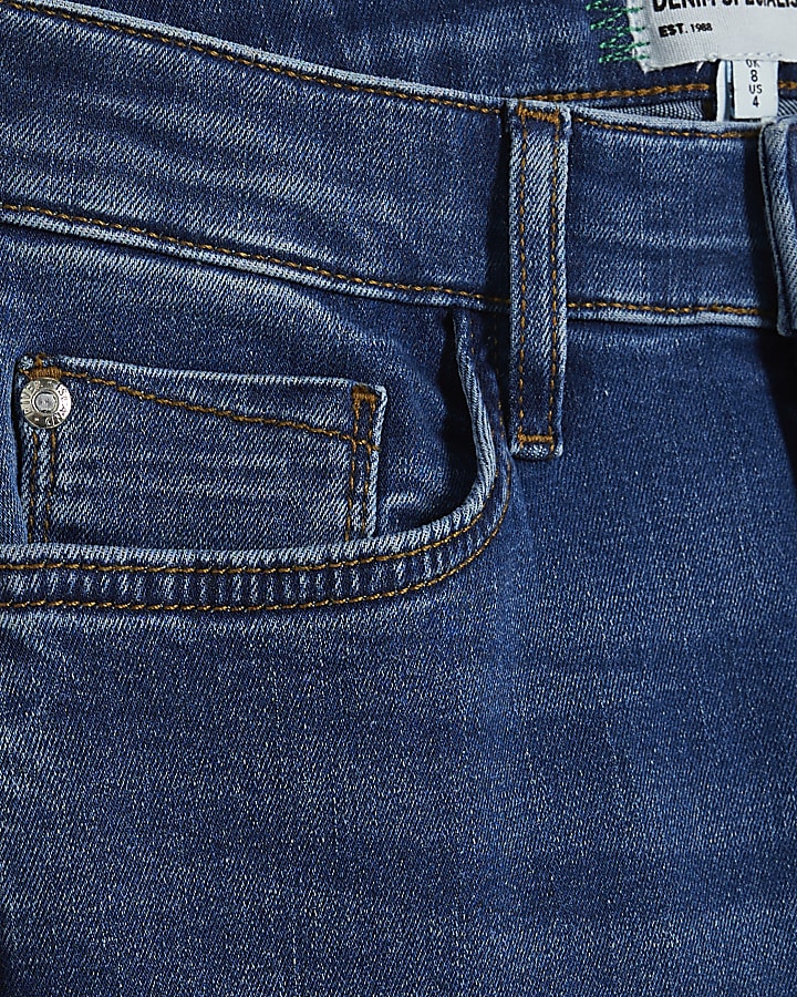 petite in denim blu mid rise jeans bootcut