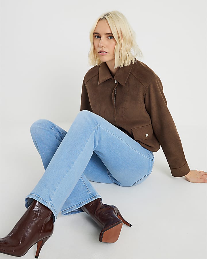 blue mid rise jeans svasati