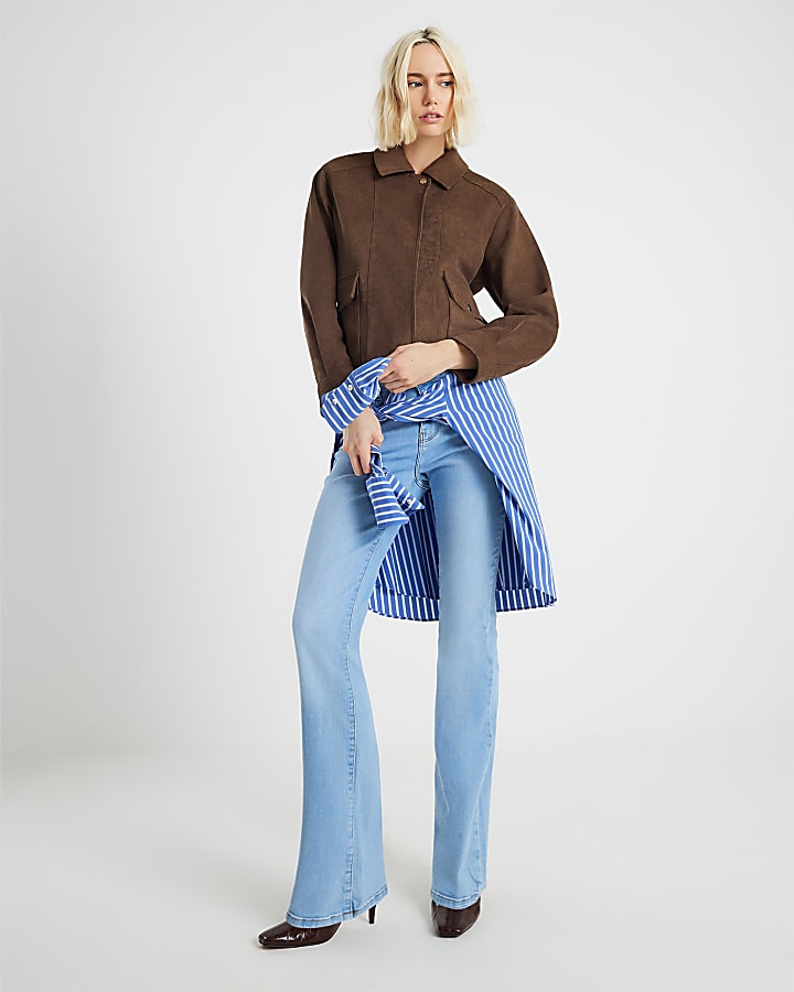 blue mid rise jeans svasati