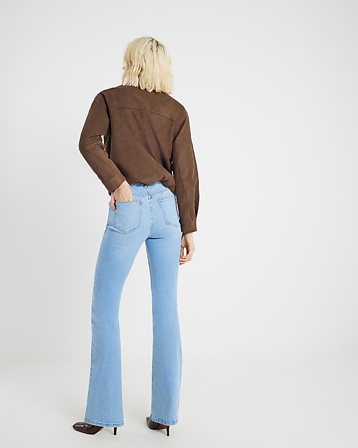 blue mid rise jeans svasati