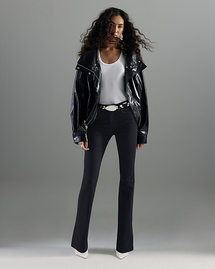 nero mid rise jeans svasati