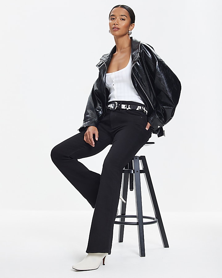 petite black mid rise jeans svasati