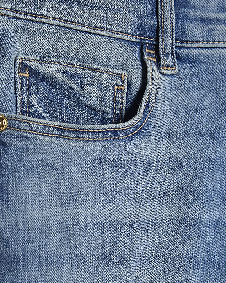 blu a vita alta scolpire jeans svasati